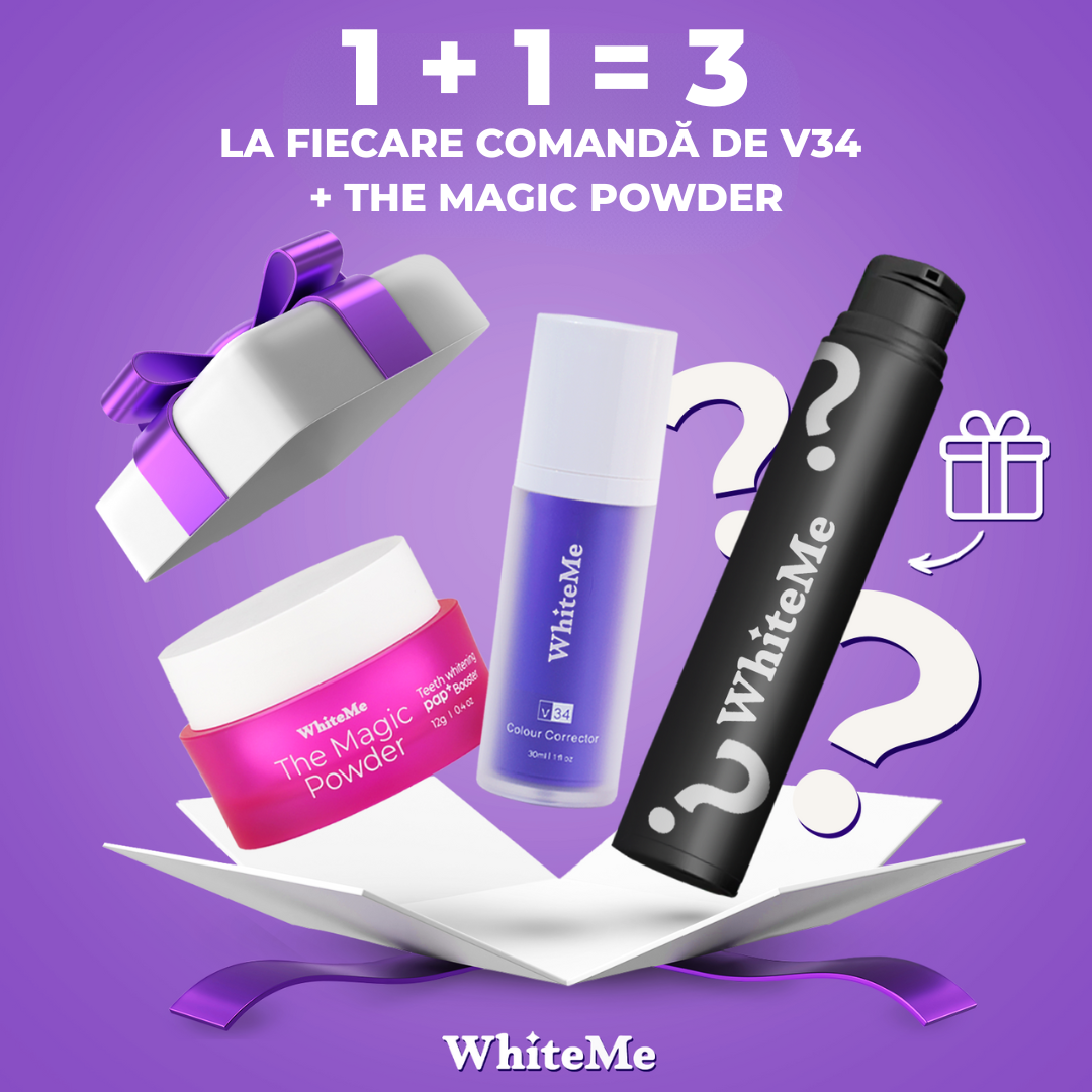 PAP+ Powder + V34 + Pastă de dinți cadou cu aromă aleatorie